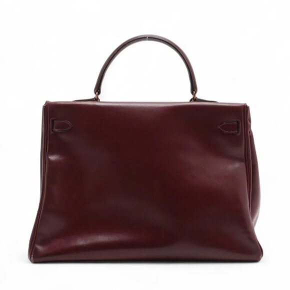 Hermes Kelly 35 Le Tournay Leather Handbag Rouge H - Picture 2 of 14